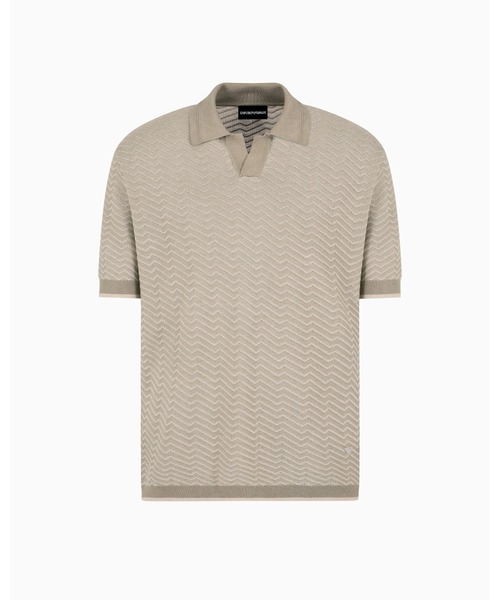 EMPORIO ARMANI（エンポリオアルマーニ）の「【エンポリオ アルマーニ】ASV ポロカラーセーター ウール／リヨセル混紡 ニットパターン（ニット/セーター・メンズ・レッド・SMALL/LARGE/X-SMALL）」の4枚目の写真