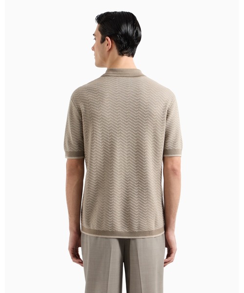 EMPORIO ARMANI（エンポリオアルマーニ）の「【エンポリオ アルマーニ】ASV ポロカラーセーター ウール／リヨセル混紡 ニットパターン（ニット/セーター・メンズ・レッド・SMALL/LARGE/X-SMALL）」の3枚目の写真