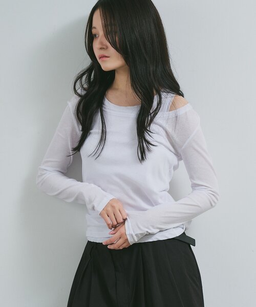 paradigm(パラダイム)の「【paradigm】シアーコットン2ピースレイヤードセットL/S(Tシャツ/カットソー・レディース・チャコールグレー/ブラック/グリーン系その他/ピンク/ホワイト・MEDIUM/SMALL)」の9枚目の写真