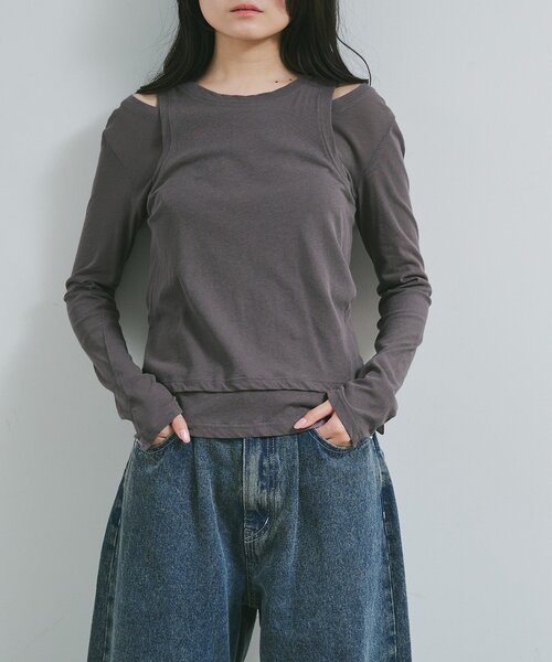 paradigm(パラダイム)の「【paradigm】シアーコットン2ピースレイヤードセットL/S(Tシャツ/カットソー・レディース・チャコールグレー/ブラック/グリーン系その他/ピンク/ホワイト・MEDIUM/SMALL)」の15枚目の写真