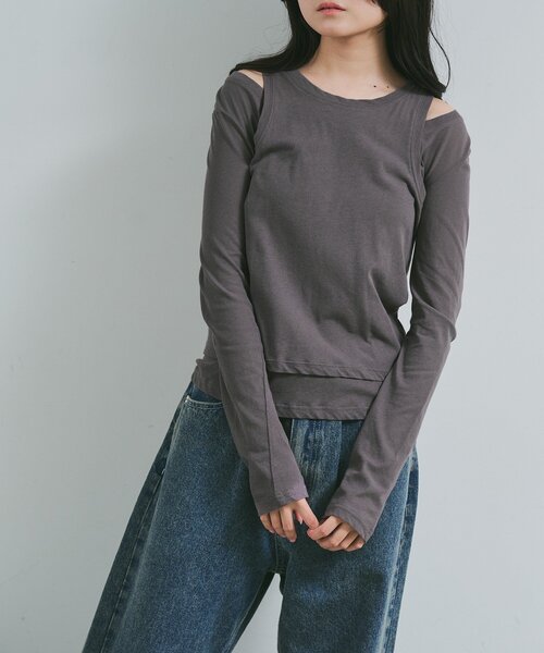 paradigm(パラダイム)の「【paradigm】シアーコットン2ピースレイヤードセットL/S(Tシャツ/カットソー・レディース・チャコールグレー/ブラック/グリーン系その他/ピンク/ホワイト・MEDIUM/SMALL)」の16枚目の写真