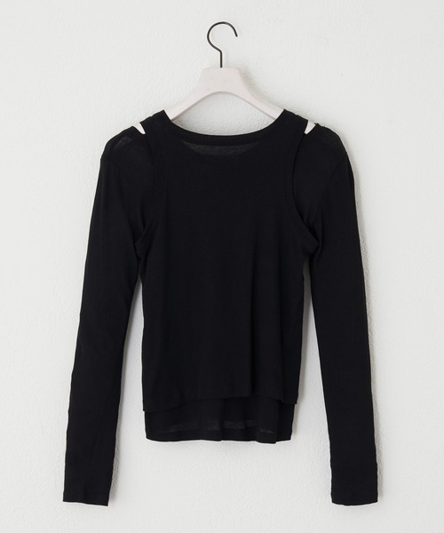 paradigm（パラダイム）の「【paradigm】シアーコットン2ピースレイヤードセットL/S（Tシャツ/カットソー・レディース・チャコールグレー/ブラック/グリーン系その他/ピンク/ホワイト・MEDIUM/SMALL）」の6枚目の写真