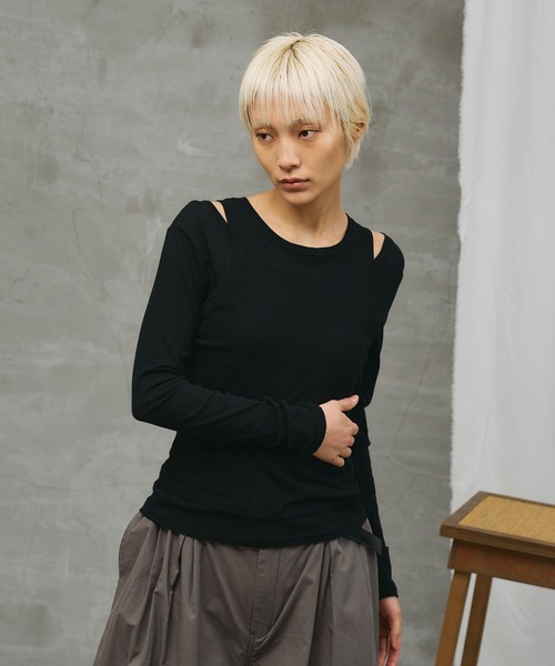 paradigm（パラダイム）の「【paradigm】シアーコットン2ピースレイヤードセットL/S（Tシャツ/カットソー・レディース・チャコールグレー/ブラック/グリーン系その他/ピンク/ホワイト・MEDIUM/SMALL）」の10枚目の写真