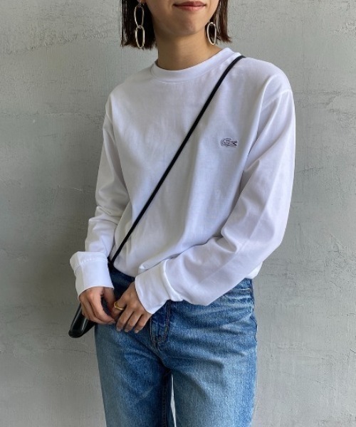 LACOSTE（ラコステ）の「[LACOSTE/ラコステ] ワンポイントロゴ ロングスリーブTシャツ（Tシャツ/カットソー・レディース・ホワイト/ネイビー/ブラック・2/3/4/5）」の18枚目の写真