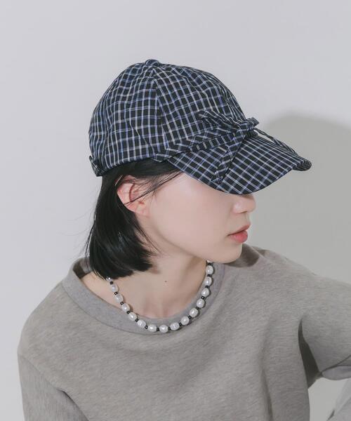 SMELLY(スメリー)の「フロントリボンチェックキャップ(キャップ・レディース・ホワイト/ブラック・-)」の14枚目の写真