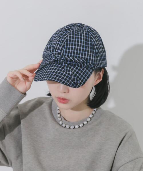 SMELLY(スメリー)の「フロントリボンチェックキャップ(キャップ・レディース・ホワイト/ブラック・-)」の15枚目の写真