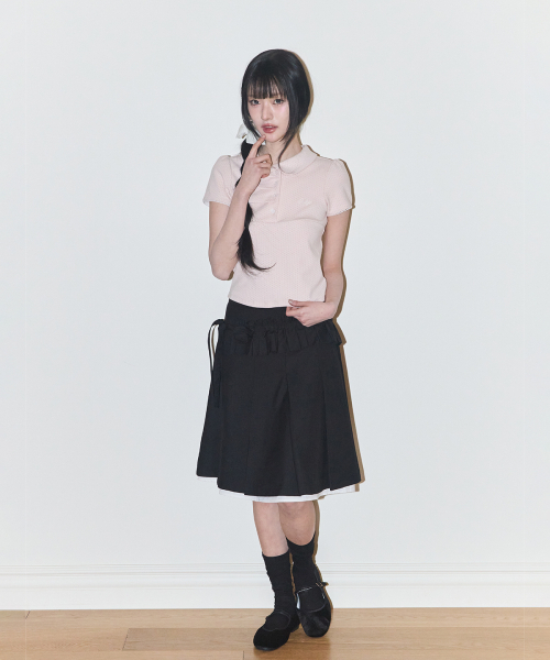 ILLIGO ドットピンタックカラーTシャツ ブラック ILLIGO（イリゴ）の「ドットピンタックカラーTシャツピンク（Tシャツ