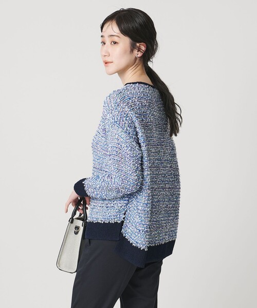 UNITED ARROWS（ユナイテッドアローズ）の「ミックスヤーン プルオーバーニット（ニット/セーター・レディース・ネイビー/ライトピンク・FREE）」の2枚目の写真