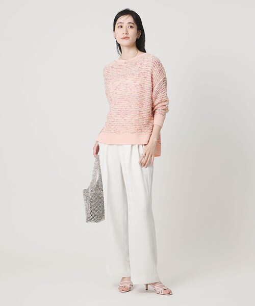 UNITED ARROWS（ユナイテッドアローズ）の「ミックスヤーン プルオーバーニット（ニット/セーター・レディース・ネイビー/ライトピンク・FREE）」の3枚目の写真