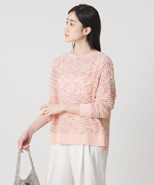 UNITED ARROWS（ユナイテッドアローズ）の「ミックスヤーン プルオーバーニット（ニット/セーター・レディース・ネイビー/ライトピンク・FREE）」の4枚目の写真