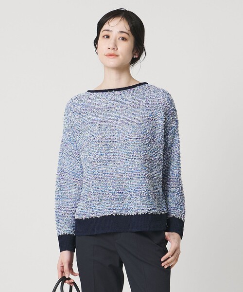 UNITED ARROWS（ユナイテッドアローズ）の「ミックスヤーン プルオーバーニット（ニット/セーター・レディース・ネイビー/ライトピンク・FREE）」の6枚目の写真