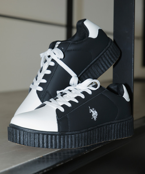 U.S. POLO ASSN.(ユーエスポロアッスン)の「『U.S. POLO ASSN/ユーエスポロアッスン』厚底スニーカー(スニーカー・メンズ・ブラック×ホワイト/ホワイト/ブラック・26.5cm/27.5cm/25.5cm)」の3枚目の写真