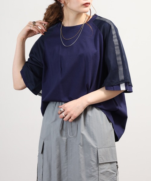EGLANTINE(エグランティーヌ)の「EGLANTINE チュール使い半袖ラインカットソー(Tシャツ/カットソー・レディース・ネイビー/ブラック/オフホワイト・40)」の19枚目の写真
