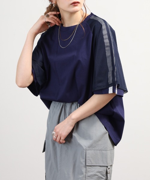 EGLANTINE(エグランティーヌ)の「EGLANTINE チュール使い半袖ラインカットソー(Tシャツ/カットソー・レディース・ネイビー/ブラック/オフホワイト・40)」の22枚目の写真