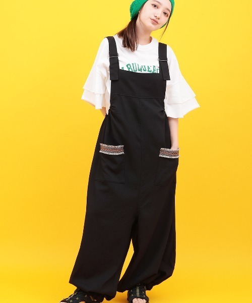 チチカカ（チチカカ）の「Orale! サルエル風サロペットパンツ（サロペット/オーバーオール・レディース・ブラック/カーキ/ライトブルー・FREE）」の2枚目の写真