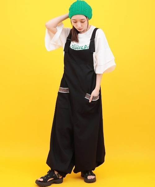 チチカカ（チチカカ）の「Orale! サルエル風サロペットパンツ（サロペット/オーバーオール・レディース・ブラック/カーキ/ライトブルー・FREE）」の12枚目の写真