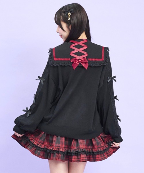Secret Honey（シークレットハニー）の「フリル付ハイゲージニットカーディガン（カーディガン/ボレロ・レディース・オフホワイト/ブラック・FREE）」の7枚目の写真