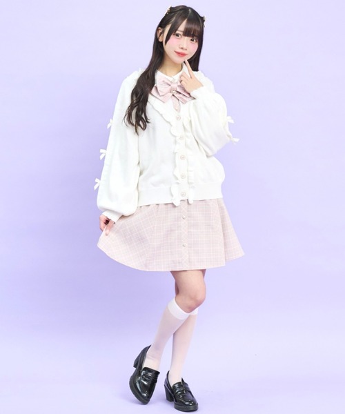 Secret Honey（シークレットハニー）の「フリル付ハイゲージニットカーディガン（カーディガン/ボレロ・レディース・オフホワイト/ブラック・FREE）」の3枚目の写真