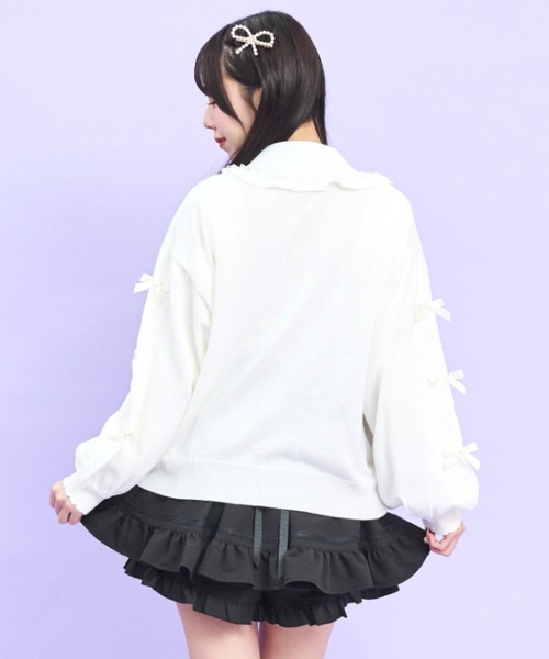 Secret Honey（シークレットハニー）の「フリル付ハイゲージニットカーディガン（カーディガン/ボレロ・レディース・オフホワイト/ブラック・FREE）」の5枚目の写真