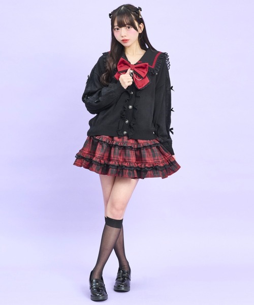 Secret Honey（シークレットハニー）の「フリル付ハイゲージニットカーディガン（カーディガン/ボレロ・レディース・オフホワイト/ブラック・FREE）」の6枚目の写真