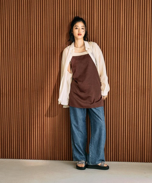 LEPSIM(レプシィム)の「皺サテンスクエアキャミ 664765(キャミソール・レディース・アイボリー/ブラウン/ドット・FREE)」の13枚目の写真