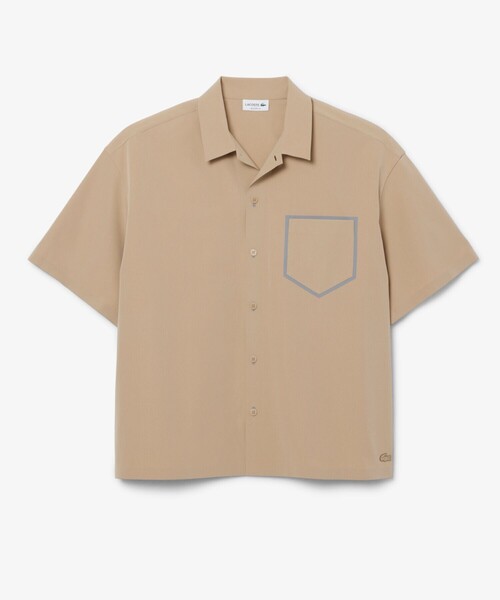 LACOSTE（ラコステ）の「撥水 オーバーサイズ ストレッチオープンカラーポプリンシャツ（シャツ/ブラウス・メンズ・ダークアッシュ/ベージュ・38/39/41/40）」の6枚目の写真