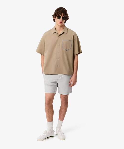 LACOSTE（ラコステ）の「撥水 オーバーサイズ ストレッチオープンカラーポプリンシャツ（シャツ/ブラウス・メンズ・ダークアッシュ/ベージュ・38/39/41/40）」の9枚目の写真