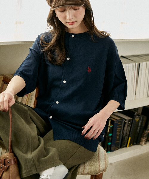 U.S. POLO ASSN.(ユーエスポロアッスン)の「U.S. POLO ASSN. × PUBLUX/ユーエスポロアッスン <接触冷感>別注 クルーネック サマーニット カーディガン 限定展開(カーディガン/ボレロ・メンズ・ブラック/チャコールグレー/グレー/ネイビー/ブラウン・LARGE/MEDIUM/SMALL)」の11枚目の写真
