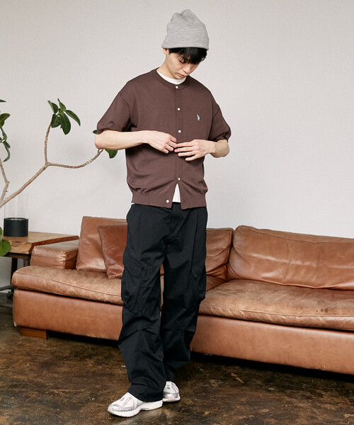 U.S. POLO ASSN.(ユーエスポロアッスン)の「U.S. POLO ASSN. × PUBLUX/ユーエスポロアッスン <接触冷感>別注 クルーネック サマーニット カーディガン 限定展開(カーディガン/ボレロ・メンズ・ブラック/チャコールグレー/グレー/ネイビー/ブラウン・LARGE/MEDIUM/SMALL)」の7枚目の写真