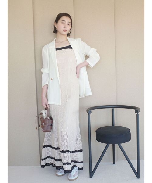 LAGUNAMOON（ラグナムーン）の「ノースリレースニットワンピース（ワンピース・レディース・ベージュ/レッド・SMALL/MEDIUM）」の15枚目の写真