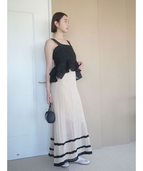 LAGUNAMOON（ラグナムーン）の「ノースリレースニットワンピース（ワンピース・レディース・ベージュ/レッド・SMALL/MEDIUM）」の18枚目の写真