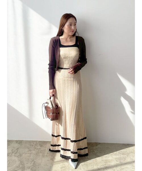 LAGUNAMOON（ラグナムーン）の「ノースリレースニットワンピース（ワンピース・レディース・ベージュ/レッド・SMALL/MEDIUM）」の19枚目の写真