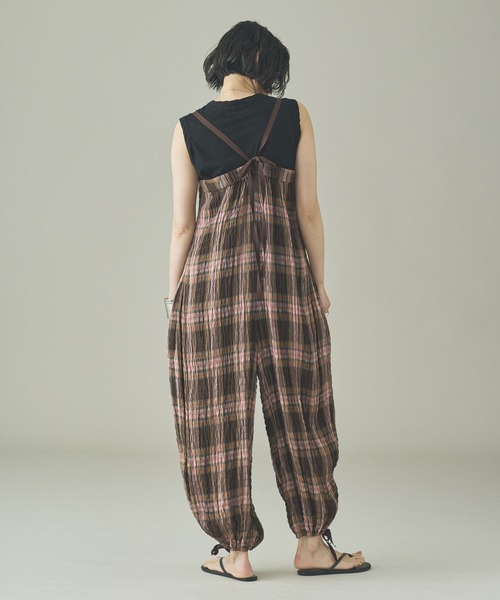 Curensology(カレンソロジー)の「Curensology(カレンソロジー)/<C.S.G>チェックオールインワン(つなぎ/オールインワン・レディース・ブラウン・FREE)」の5枚目の写真