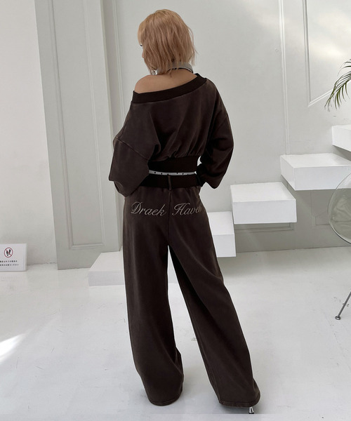 SPIRALGIRL（スパイラルガール）の「ウエストデザインバックロゴ刺しゅうパンツ（スウェットパンツ・レディース・ブラウン/グレー/ブラック・FREE）」の9枚目の写真