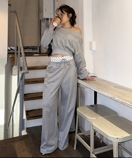 SPIRALGIRL（スパイラルガール）の「ウエストデザインバックロゴ刺しゅうパンツ（スウェットパンツ・レディース・ブラウン/グレー/ブラック・FREE）」の18枚目の写真