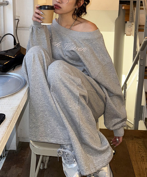 SPIRALGIRL（スパイラルガール）の「ウエストデザインバックロゴ刺しゅうパンツ（スウェットパンツ・レディース・ブラウン/グレー/ブラック・FREE）」の21枚目の写真