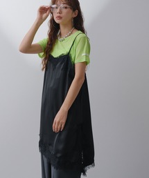 bohmal | サテンレースアシメキャミ(キャミソール)