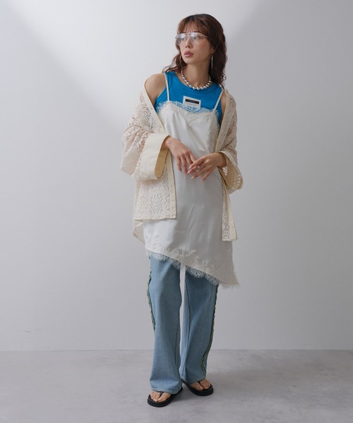 bohmal（ボマール）の「サテンレースアシメキャミ（キャミソール・レディース・アイボリー/ブラック・FREE）」の7枚目の写真