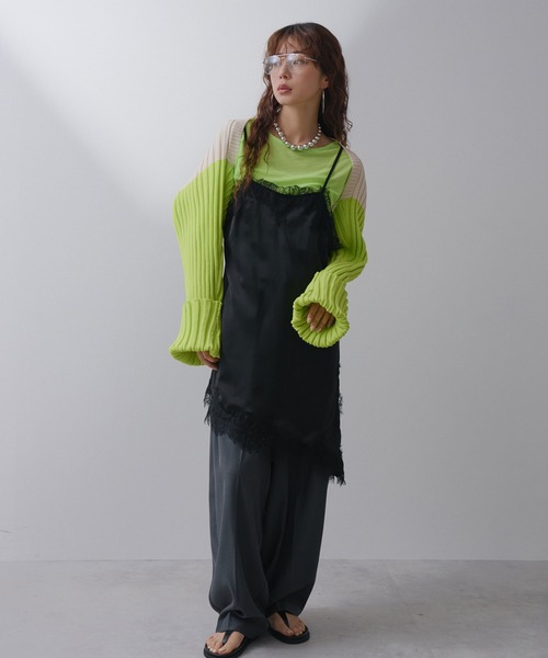 bohmal（ボマール）の「サテンレースアシメキャミ（キャミソール・レディース・アイボリー/ブラック・FREE）」の17枚目の写真