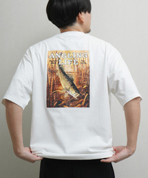 ZIP FIVE（ジップファイブ）の「【Trout】高密度編み 度詰め天竺 2タイプデザイン クラシックバックプリント フロントクラッシュプリント  半袖Tシャツ（Tシャツ/カットソー）」