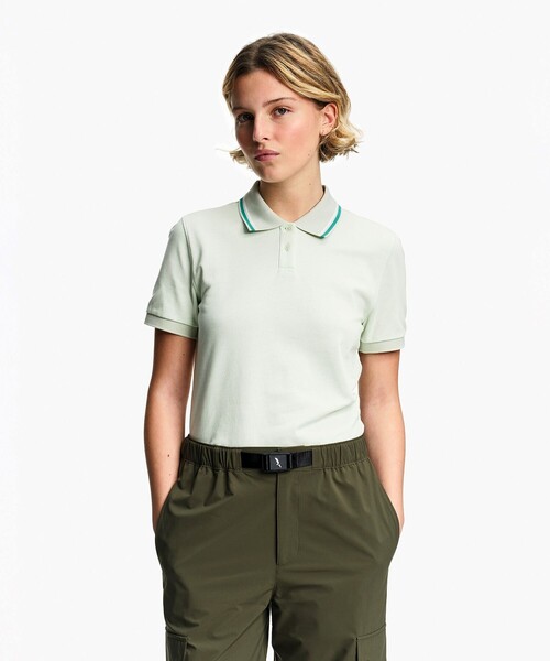 AIGLE(エーグル)の「UVカット ピケポロシャツ(ポロシャツ・レディース・パープル/ダークネイビー/ブラック/ライトピンク/オフホワイト・L/M/S/XL/XS)」の9枚目の写真
