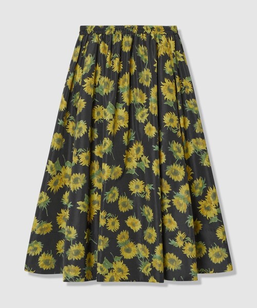LOULOU WILLOUGHBY（ルルウィルビー）の「WEB 一部店舗限定【LOULOU WILLOUGHBY】サンフラワープリントギャザースカート（スカート・レディース・ブラック系その他/グリーン系その他・1/2）」の12枚目の写真