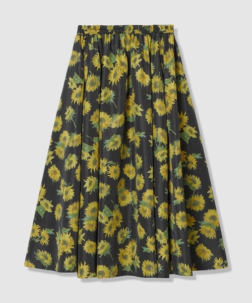 LOULOU WILLOUGHBY（ルルウィルビー）の「WEB 一部店舗限定【LOULOU WILLOUGHBY】サンフラワープリントギャザースカート（スカート・レディース・ブラック系その他/グリーン系その他・1/2）」の13枚目の写真
