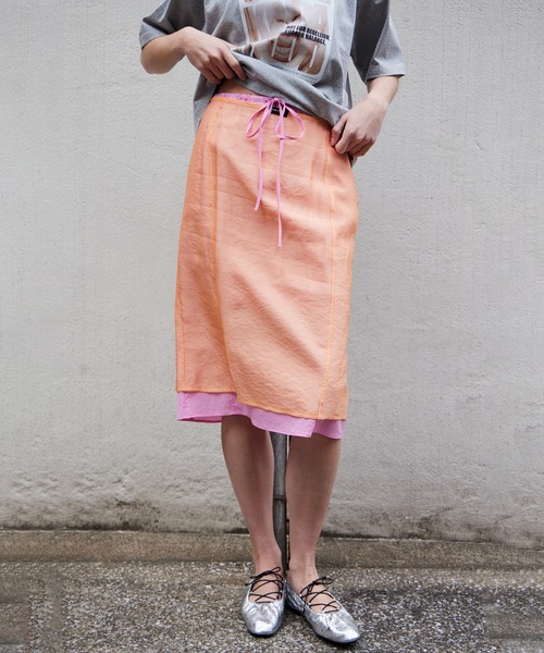 MAISON SPECIAL(メゾンスペシャル)の「Sheer Layered Color Skirt/シアーレイヤードカラースカート(スカート・レディース・グリーン/パープル/オレンジ・36/38)」の5枚目の写真