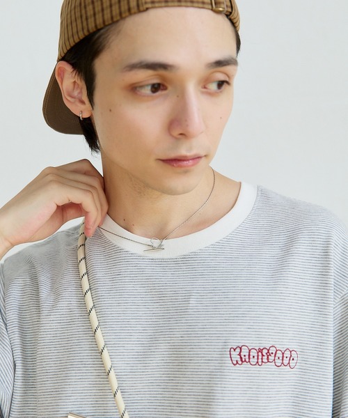 kaoyorinakami(カオヨリナカミ)の「kaoisgood border tee / カオイズグッドボーダーTシャツ(Tシャツ/カットソー・メンズ・ネイビー/グレー・SMALL/MEDIUM/LARGE/X-LARGE)」の16枚目の写真