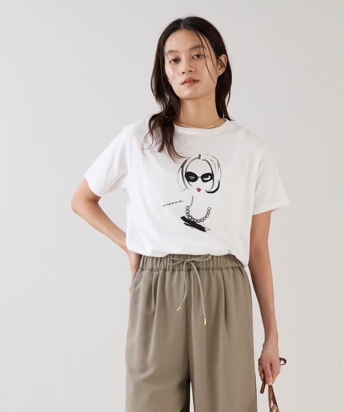 marmors（マルモア）の「【marmors】ネックレスイラストTシャツ（Tシャツ/カットソー・レディース・ベージュ/ホワイト・36）」の9枚目の写真
