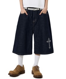 OY | 『OY/オーワイ』STUD CROSS WIDE SHORTS /スタッズクロスワイドショートパンツ(デニムパンツ)