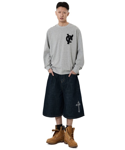 OY（オーワイ）の「『OY/オーワイ』STUD CROSS WIDE SHORTS /スタッズクロスワイドショートパンツ（デニムパンツ・メンズ・インディゴブルー・L/M/S）」の8枚目の写真