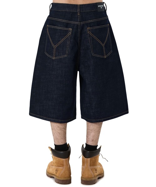 OY（オーワイ）の「『OY/オーワイ』STUD CROSS WIDE SHORTS /スタッズクロスワイドショートパンツ（デニムパンツ・メンズ・インディゴブルー・L/M/S）」の5枚目の写真