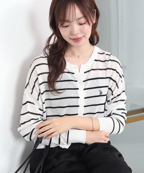 U.S. POLO ASSN.(ユーエスポロアッスン)の「∴WEGO/【WEB限定】U.S. POLO ASSN.別注 シアーカーデ(カーディガン/ボレロ・レディース・ライトグレー/ブラック/ホワイト系その他5/アイボリー・FREE)」の14枚目の写真